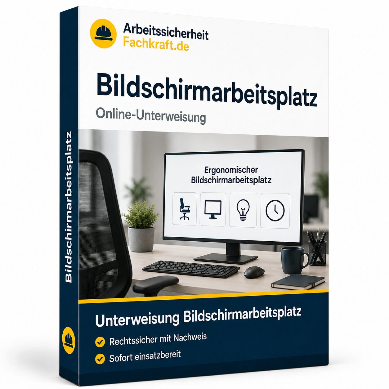 Online-Unterweisung Bildschirmarbeitsplatz für ergonomisches und gesundes Arbeiten am Monitor.
